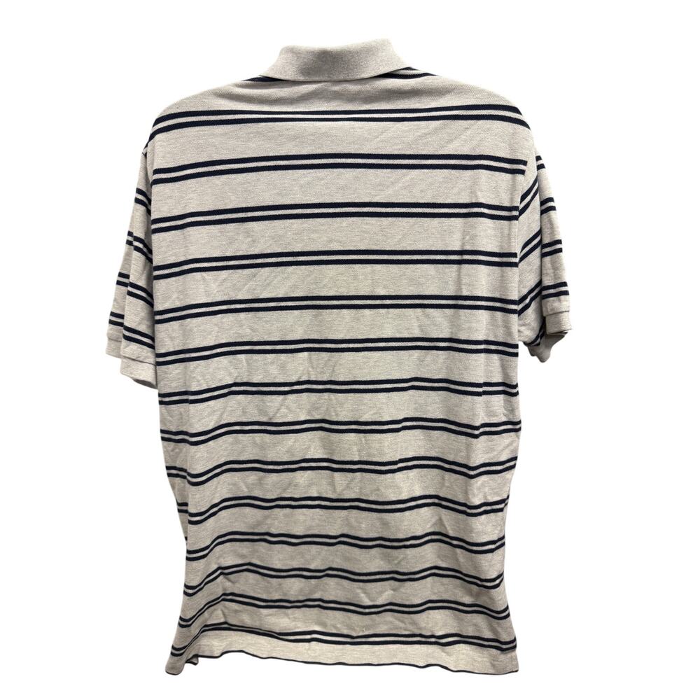 🕶 Polo Ralph Lauren XXL Striped Cotton Polo Shirt Beige Navy Classic Fit - Picture 3 of 4